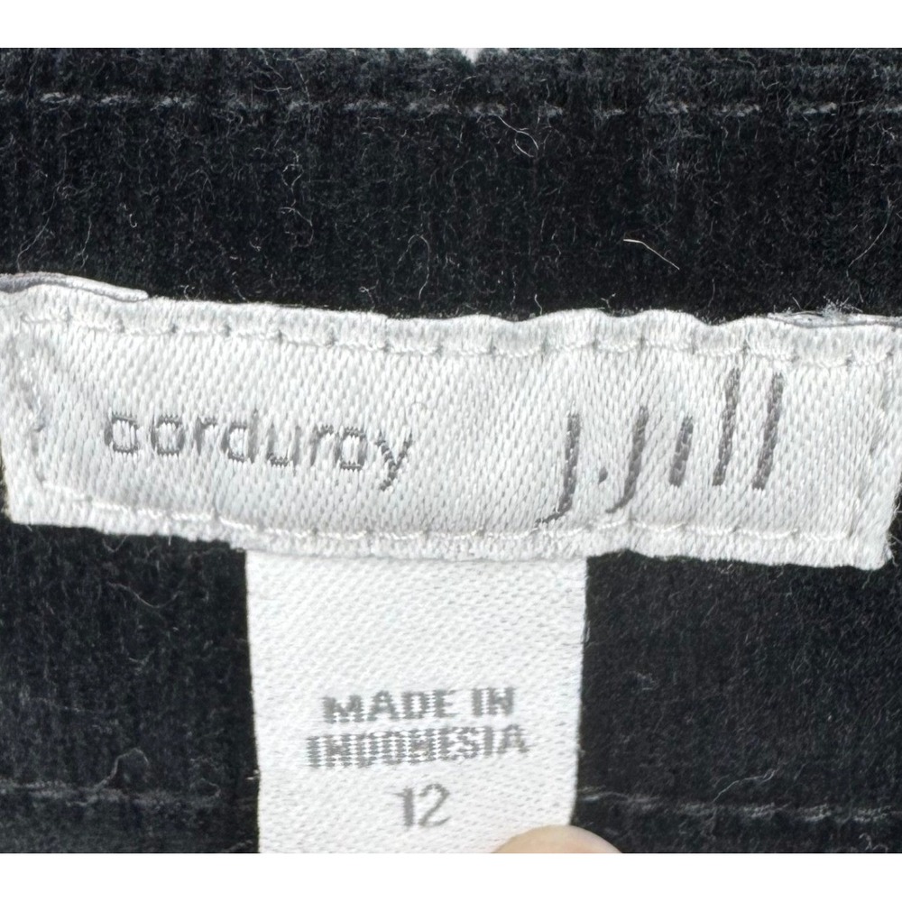 J. Jill Corduroy Pants Women 12 Black Side Zip Straight Leg Stretch Trousers - Picture 5 of 9